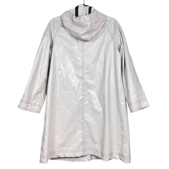 AlexaChung Ivory Hooded Coated Cotton Blend Oversized Rain Trench Coat Jacket